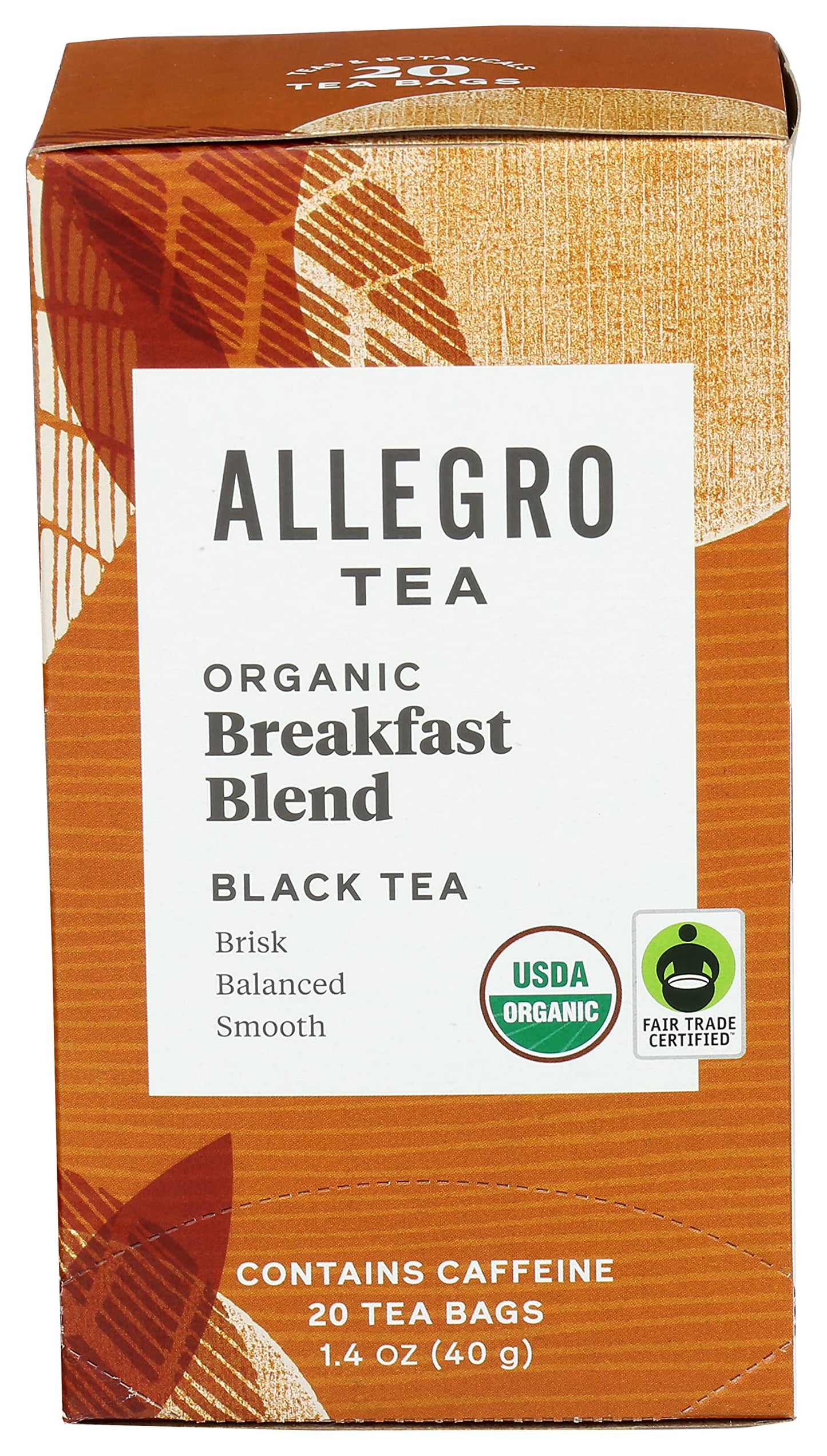 Allegro Coffee Organic Breakfast Blend Tea Bags - 20 Count Pack