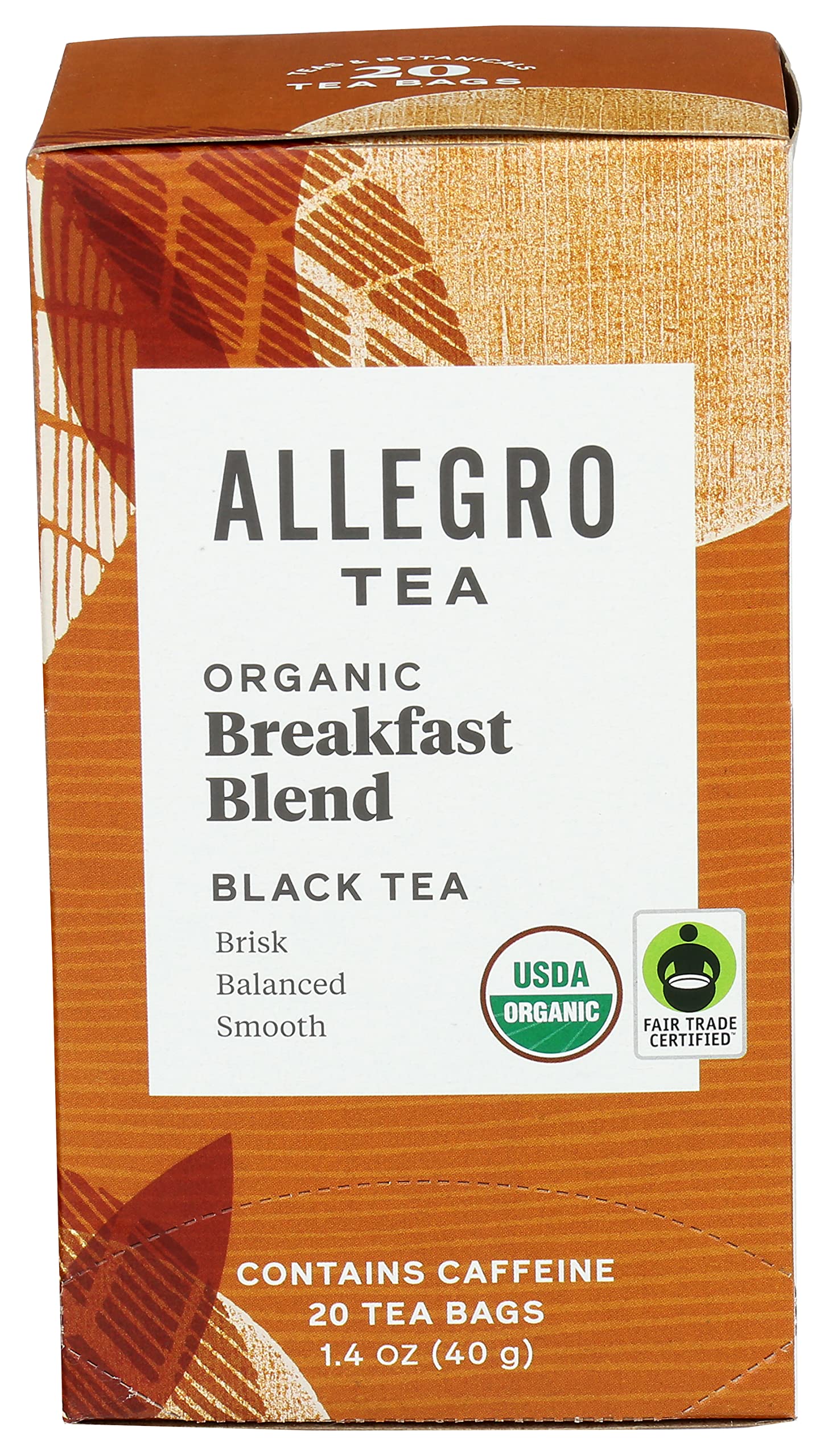 Allegro Coffee Organic Breakfast Blend Tea Bags - 20 Count Pack