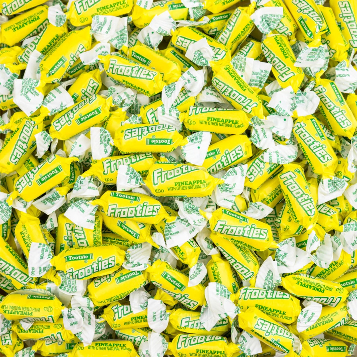 Assortit Holiday Pineapple Tootsie Roll Frooties Chewy Candy, 1.5 Lb, Yellow, Individually Wrapped, Resealable Bag, 85+ Pieces