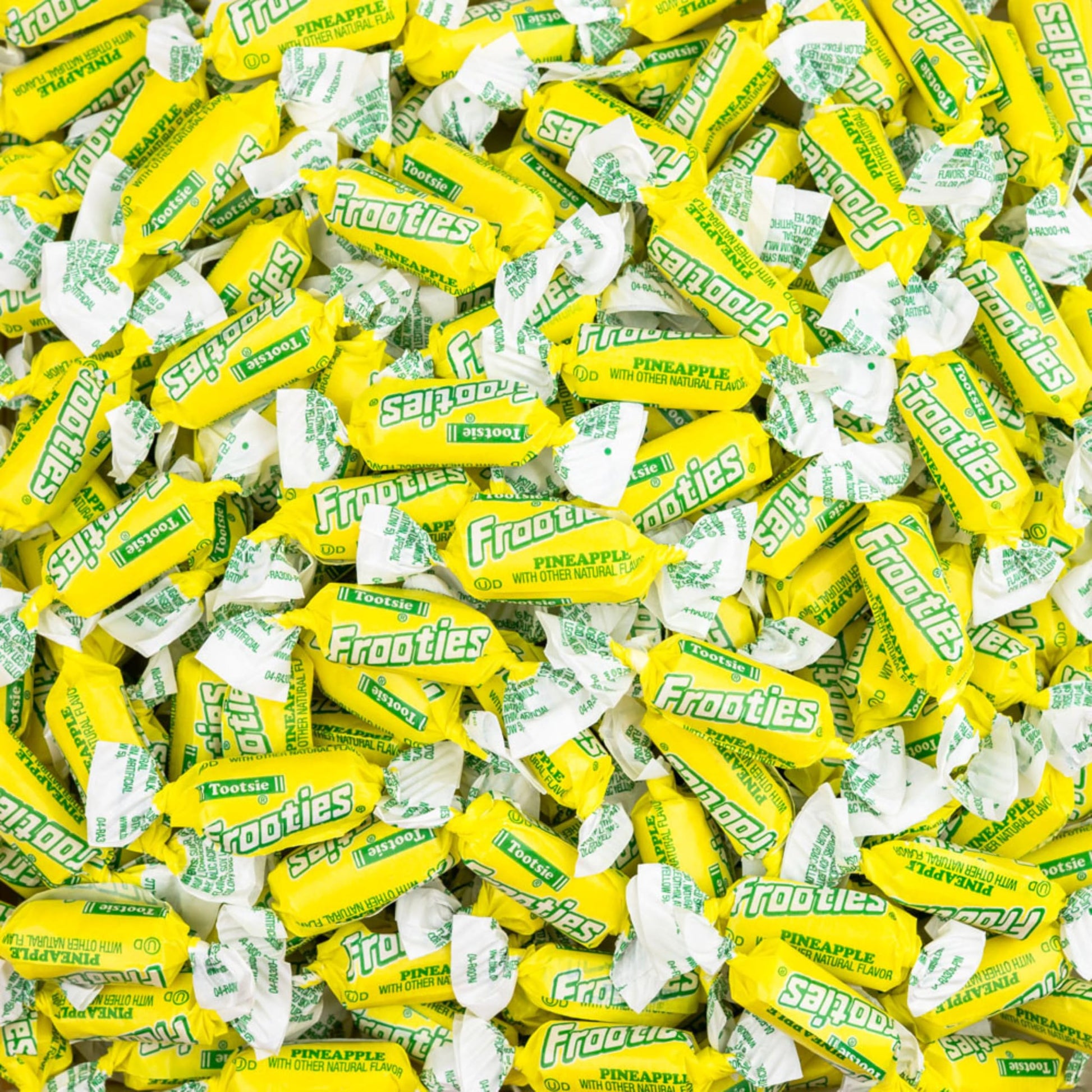 Assortit Holiday Pineapple Tootsie Roll Frooties Chewy Candy, 1.5 Lb, Yellow, Individually Wrapped, Resealable Bag, 85+ Pieces