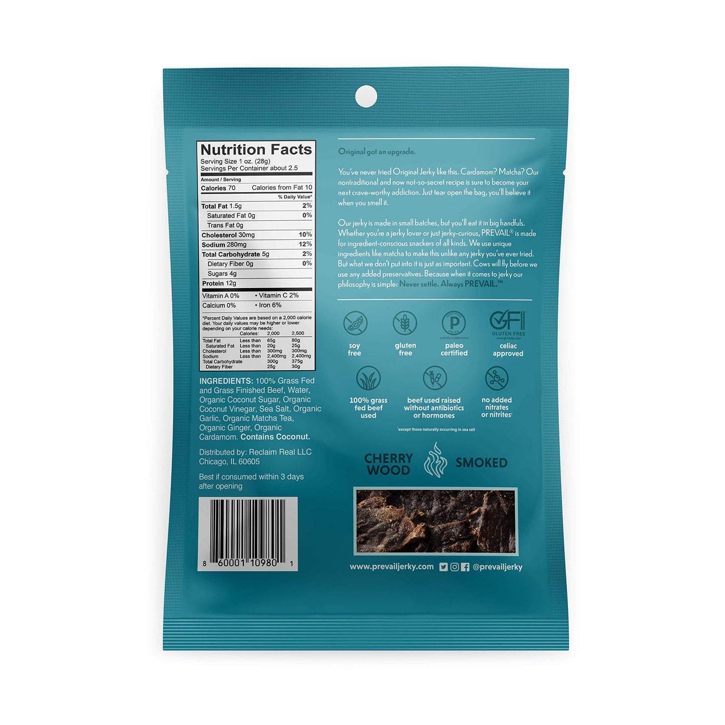 Prevail - Jerky Beef Original - Case of 8-2.25 OZ (8x2.25 OZ)