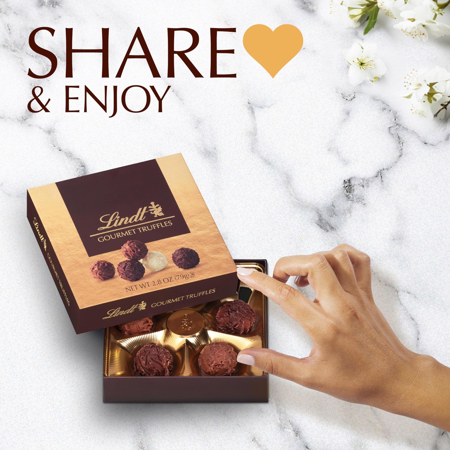 Lindt Gourmet Truffles Chocolate Candy Truffles Gift Box, Assorted Chocolate Truffles, 2.8 Oz.