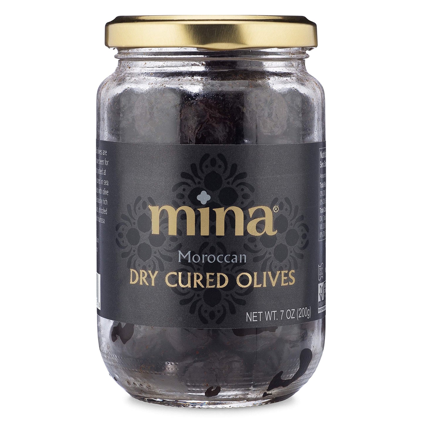 Mina Dry cured Black Beldi Olives Premium Handpicked and Naturally cured in Morocco - gluten Free Low carb Vegan - great Keto Sn