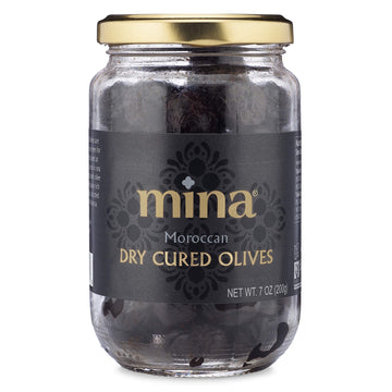 Mina Dry cured Black Beldi Olives Premium Handpicked and Naturally cured in Morocco - gluten Free Low carb Vegan - great Keto Sn