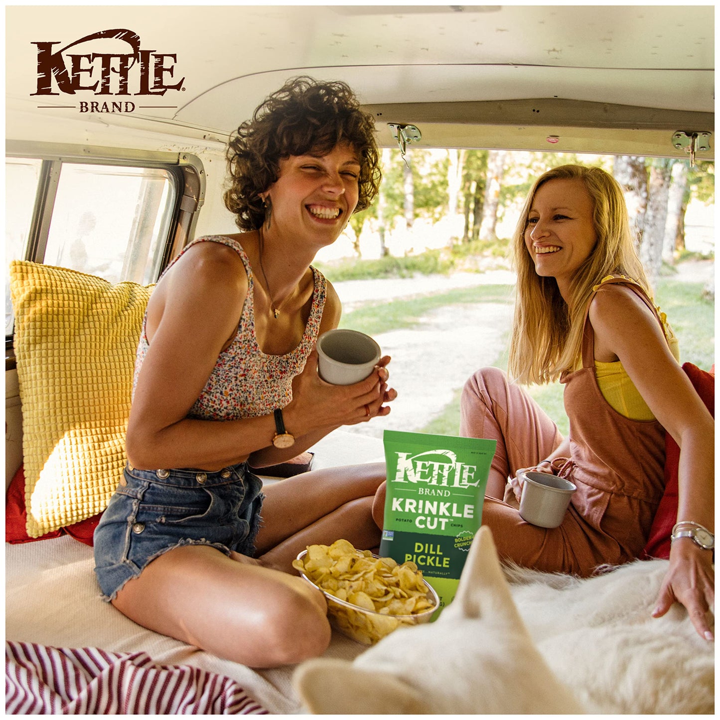 Kettle Brand Potato Chips, Krinkle Cut, Dill Pickle Kettle Chips, 7.5 Oz (Pack of 12)