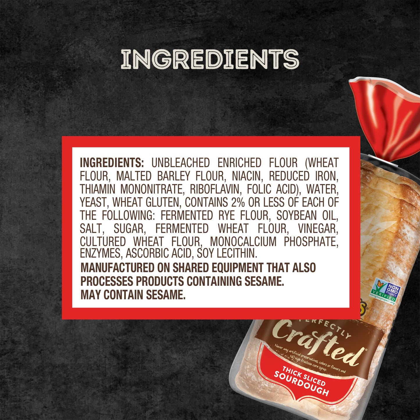 Natures Own Perfectly Crafted Sourdough Bread, Thick Sliced Non-GMO Sourdough Bread, 22 oz Loaf