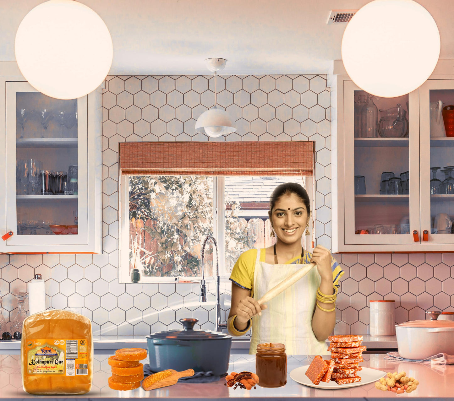 Rani Kolhapuri Gur (Jaggery) 35oz (2.2bs) 1kg ~ Unrefined Cane Sugar, No Color added, Gluten Friendly | Vegan | NON-GMO | Kosher