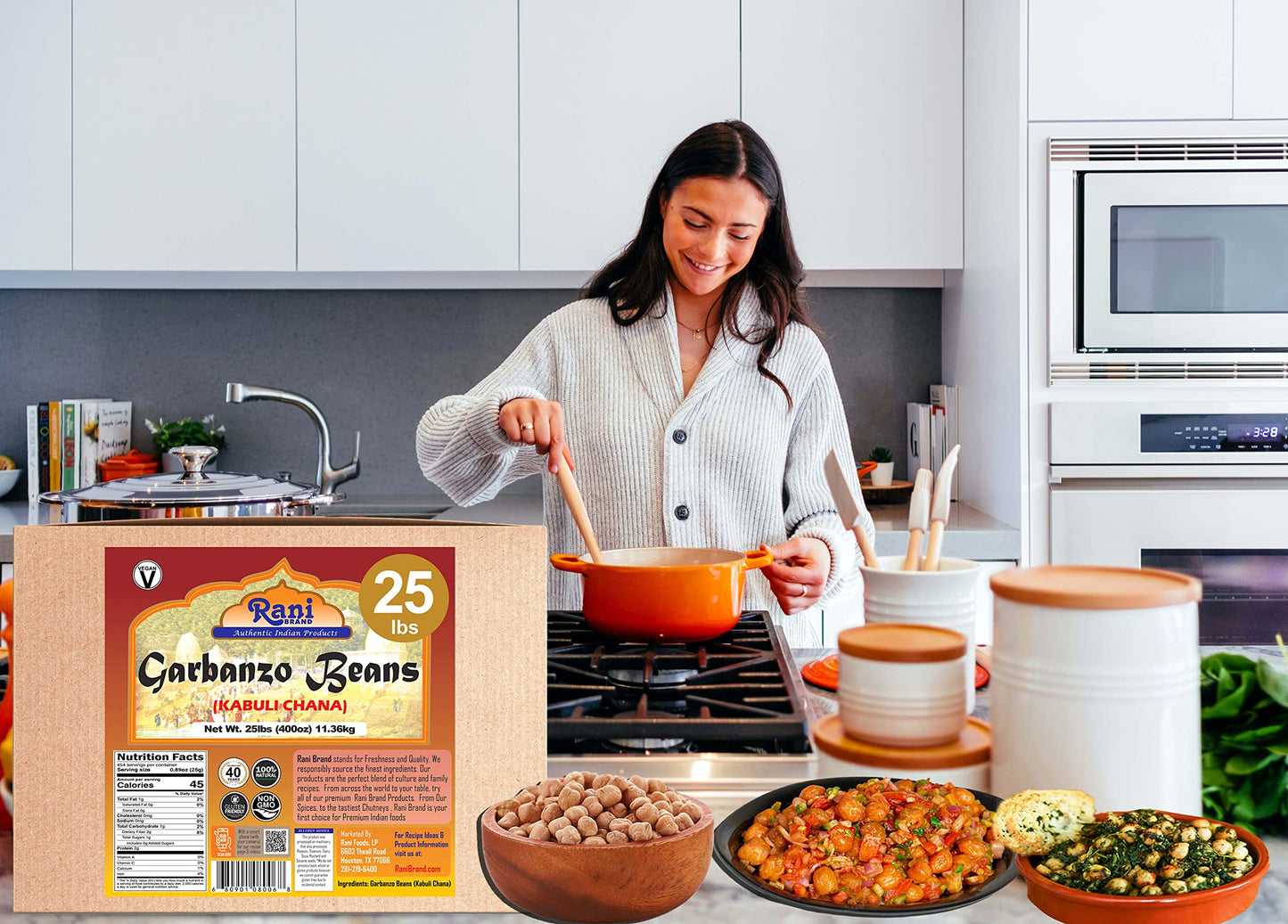 Rani Garbanzo Beans (Kabuli Chana) 400Oz (25Lbs) 11.36Kg Bulk Box ~ All Natural | Vegan | Gluten Friendly | Non-Gmo | Indian Ori