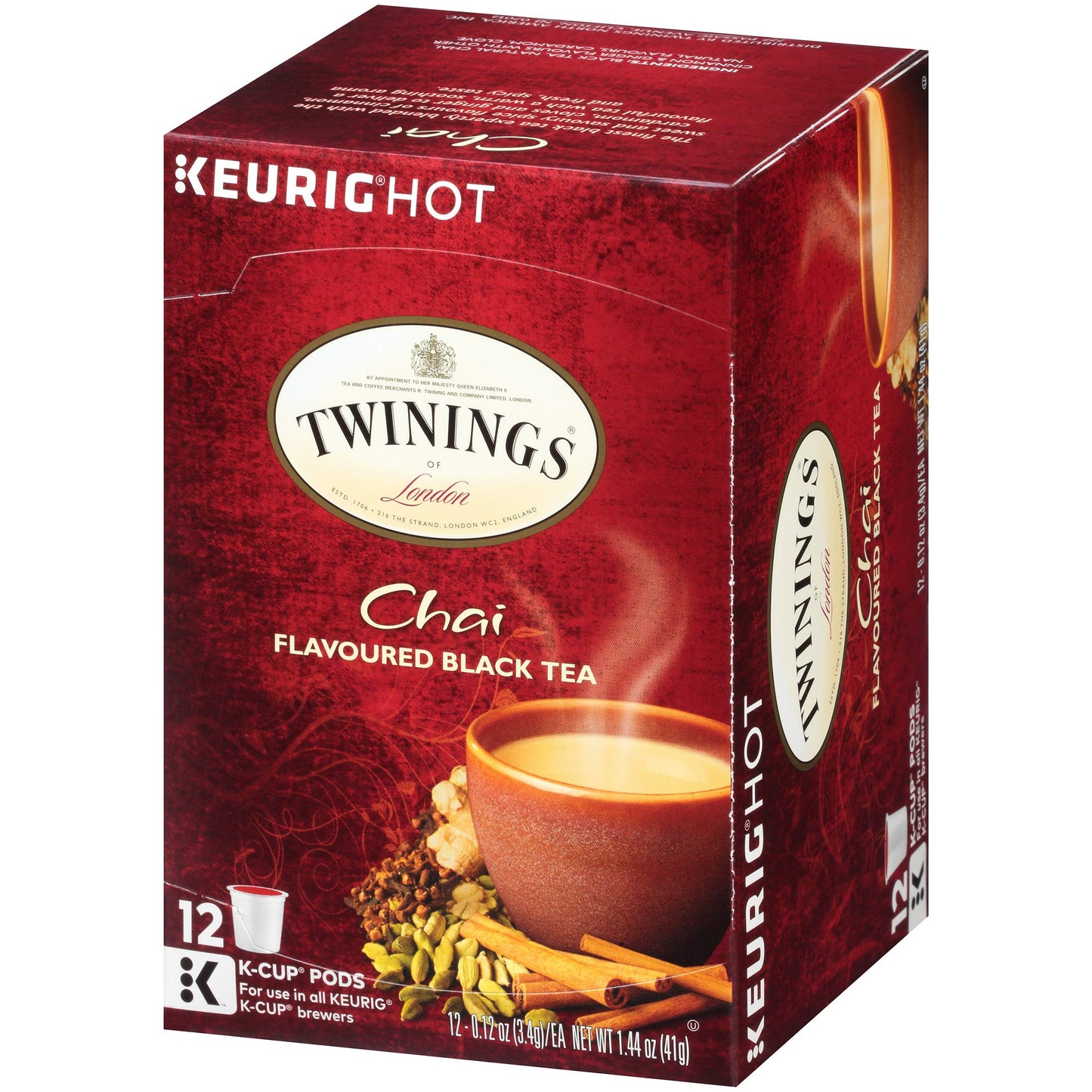 Twinings Chai Black Tea K-Cup Pods for Keurig, 12 Count (Pack of 6), Naturally Sweet, Savoury Spice Flavour, Caffeinated, Enjoy