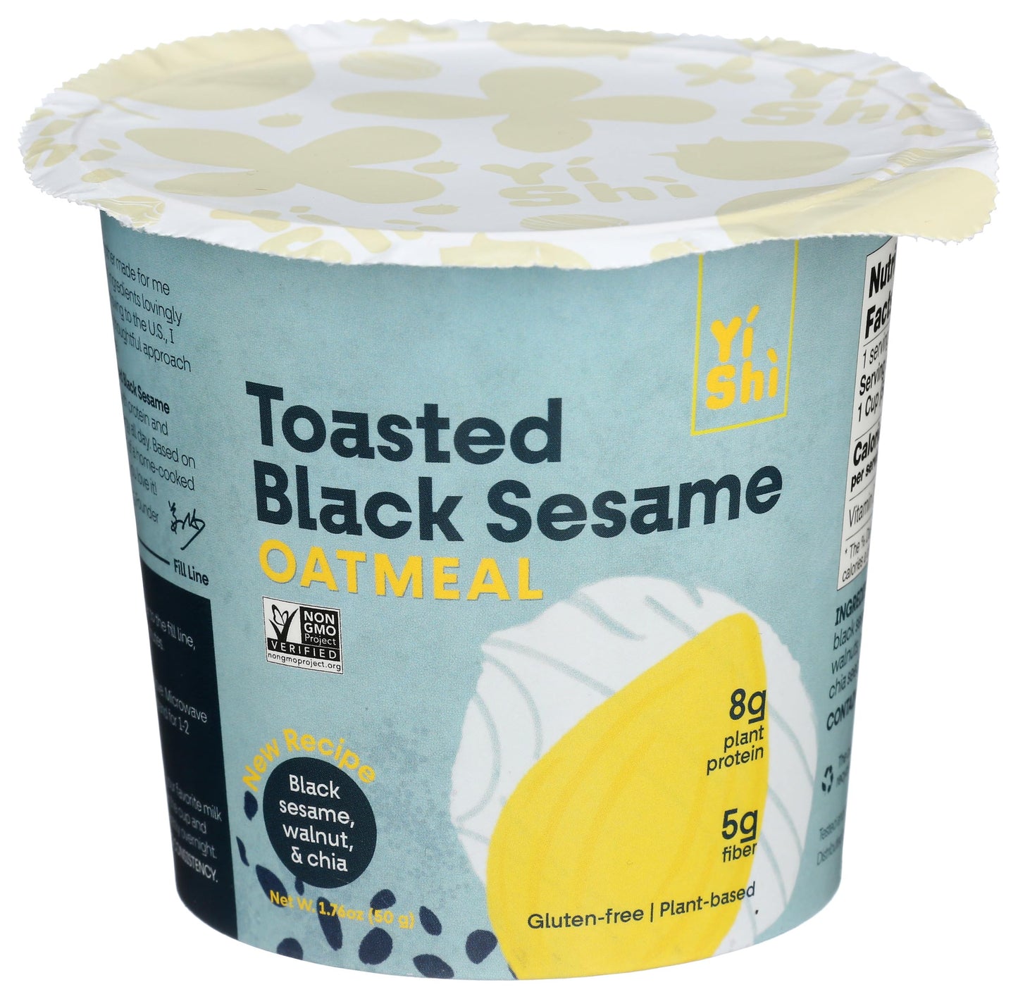 Yishi - Oatmeal Cup Toasted Black Sesame - Case Of 6 - 1.76 Ounces