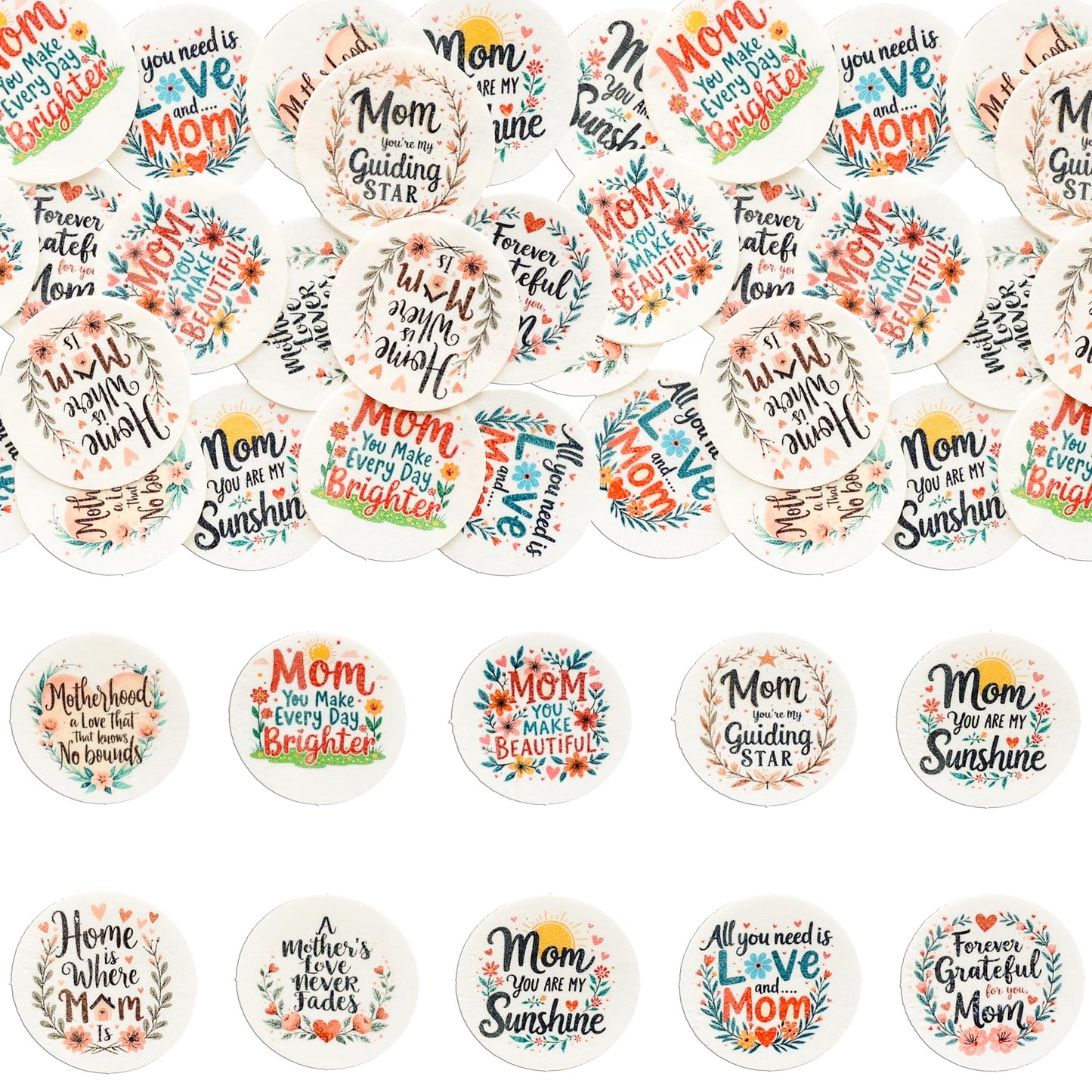 Ephlyn 54Pcs Edible Happy Mother'S Day Cupcake Toppers Home Is Where Mom Is Cake Drink Topper Picks Flowers Cake Decoration For