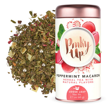 Pinky Up Loose Leaf Tea, Peppermint Macaron, Caffeine Free, 2.1 Ounce Tin, White, Model 5897