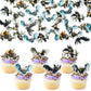 Gyufise 60Pcs Edible Halloween Bat Cupcake Toppers - Wafer Paper Picks For Baby Shower, Kids Theme Birthday Party Cake Decorations Supplies Multi