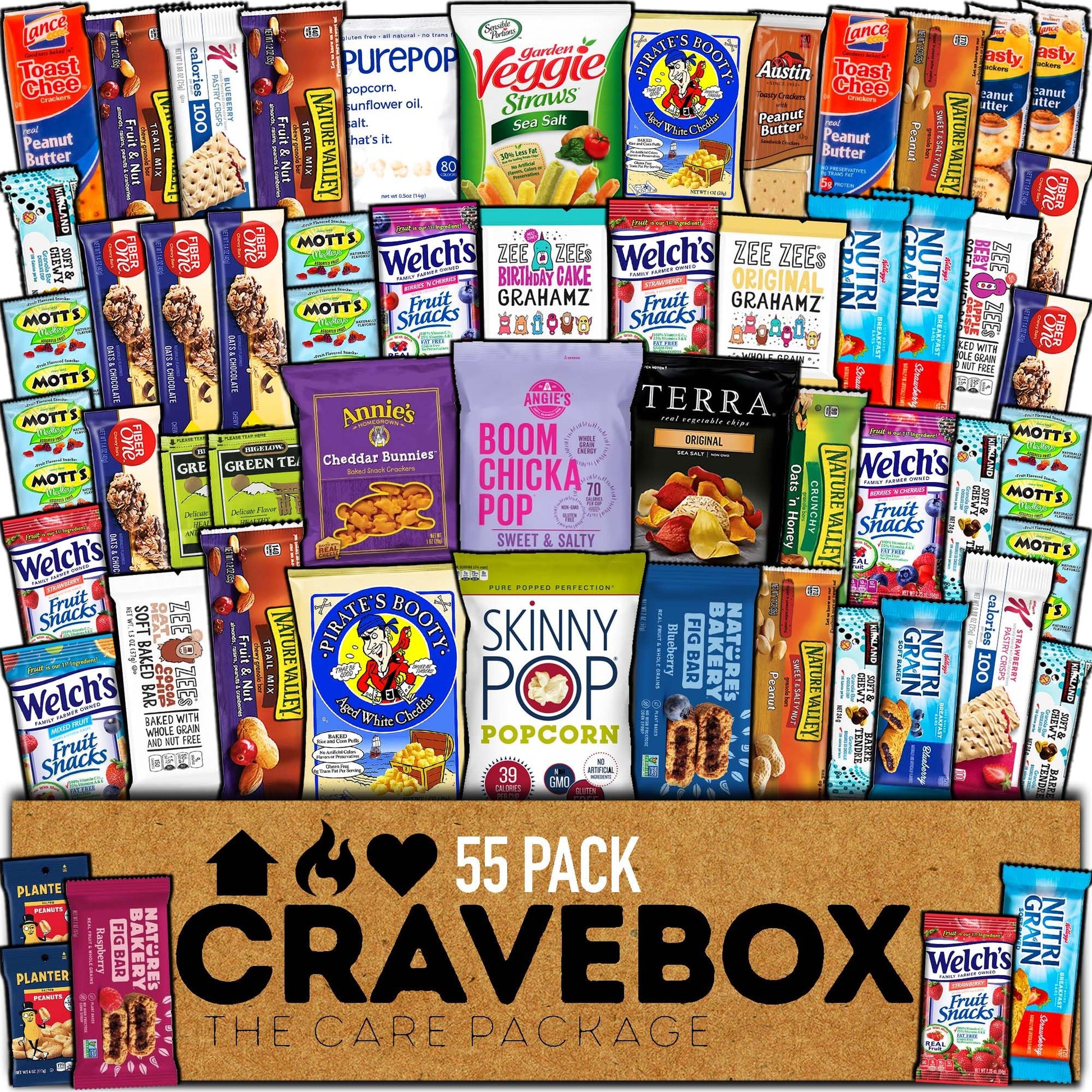 CRAVEBOX Healthy Snack Box (55 Count) Halloween Variety Pack Care Package Gift Basket Kid Men Women Adult Nuts Fruit Nutrition A