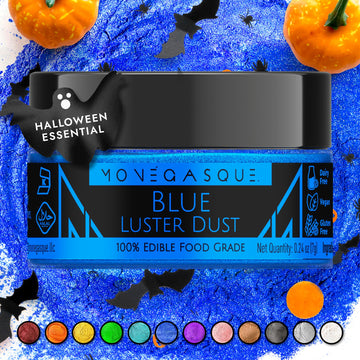 MON  GASQUE Blue Luster Dust Edible Glitter for Cocktails 7g - Premium Blue Edible Glitter - Halloween Drink Decor - Edible Blue