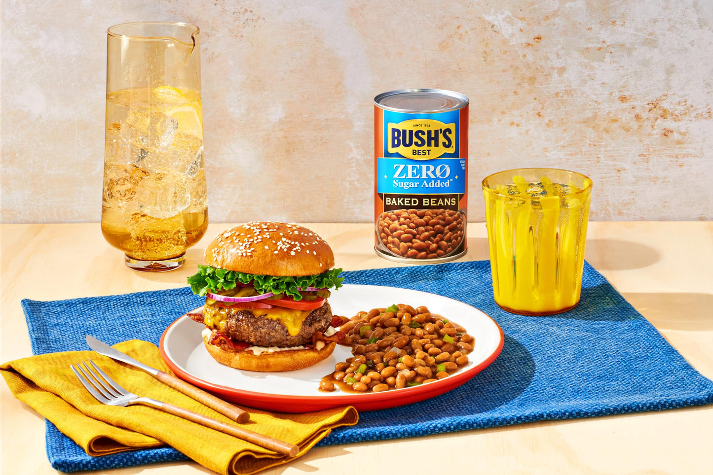BUSH S BEST 8.1 oz Canned Zero Sugar Added Baked Beans, Source of Plant Based Protein and Fiber, Low Fat, Gluten Free, (Pack of