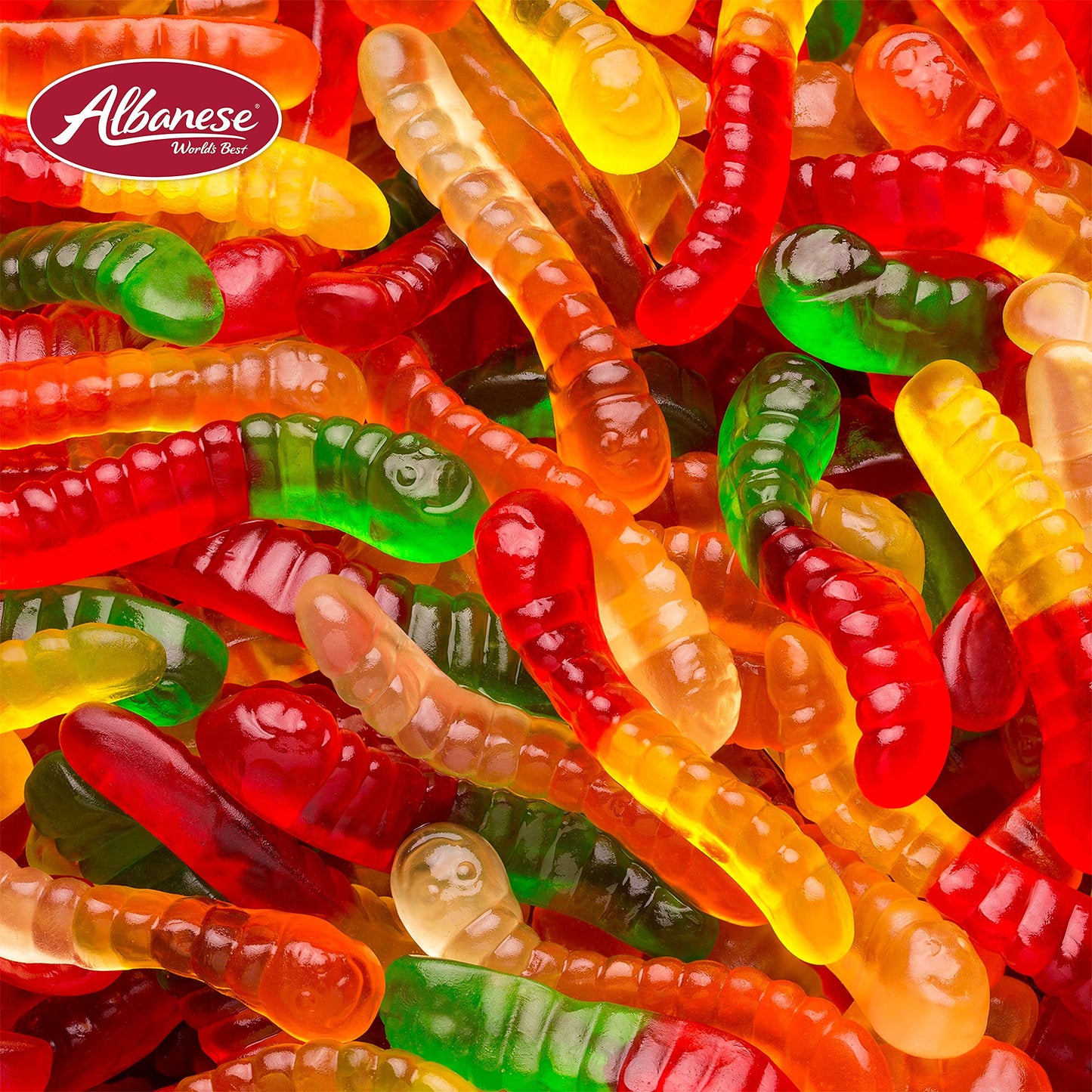 Albanese Candy Mini Assorted Fruit Gummi Worms, 5 Pound, Gluten Free, Assorted Flavors: Cherry, Green Apple, Pineapple, Lemon, Orange