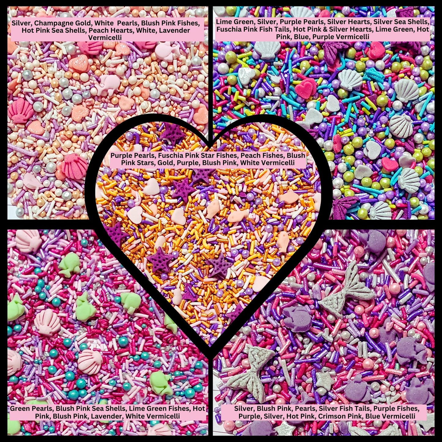 Confect Decorative Sprinkle Mix Set - Under The Sea Theme Edible Sprinkles - Sea Shell, Star Fish, Mermaid & Sea Fishes Sprinkle