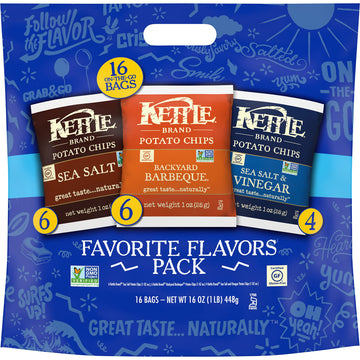 Kettle Brand Potato Chips Variety Pack Of 1.5 Oz, 16 Ct