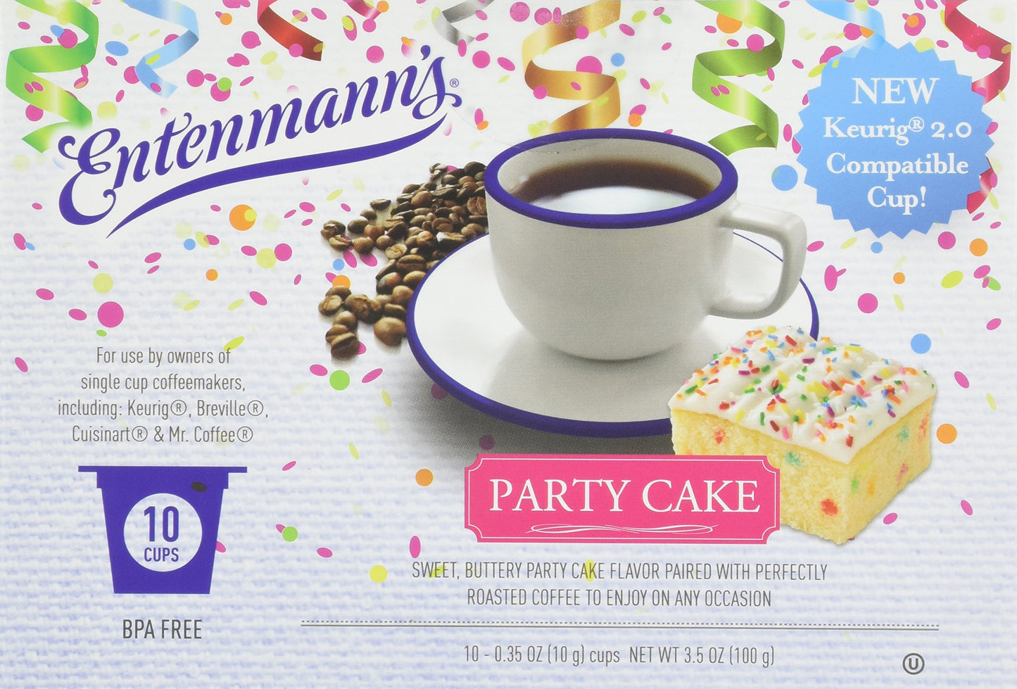 Entenmann'S Party Cake Coffee Single Serve Cups, Party Cake, 10 Ounces (Pack Of 20)