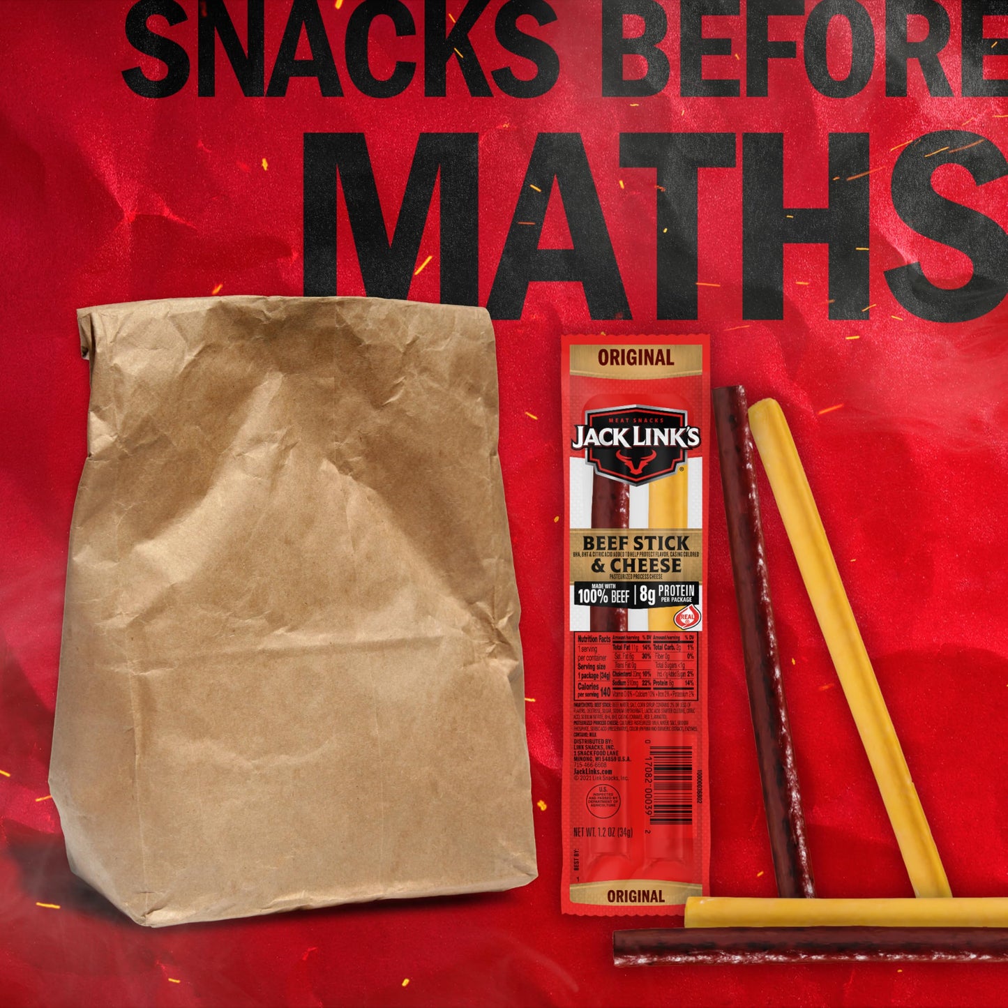Jack Link s Original Beef & Cheese Combo, Classic Snack Pack, Made with 100% Beef and Real Wisconsin Cheese, 8g protein, Great