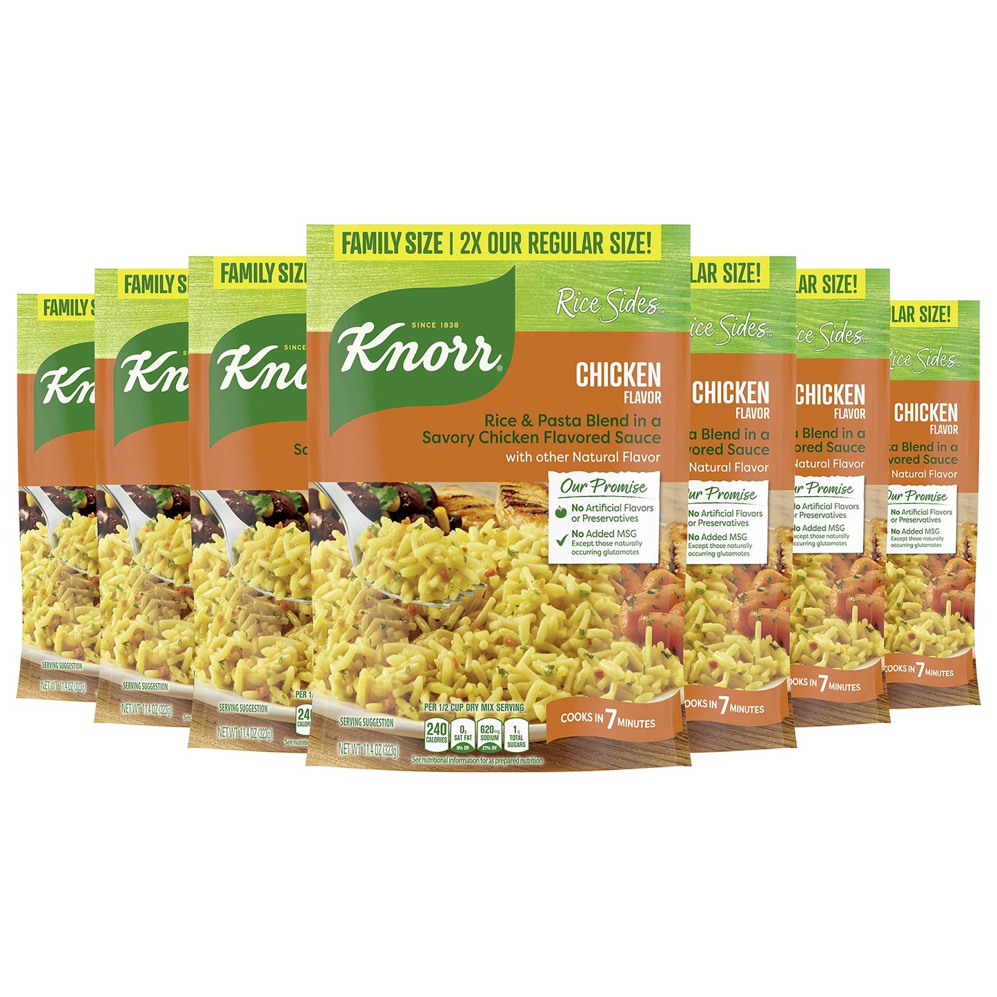 Knorr Rice Sides For a Delicious Easy Meal Chicken Long Grain Rice & Vermicelli Pasta Blend No Artificial Flavors 11.4 oz, 7 Cou