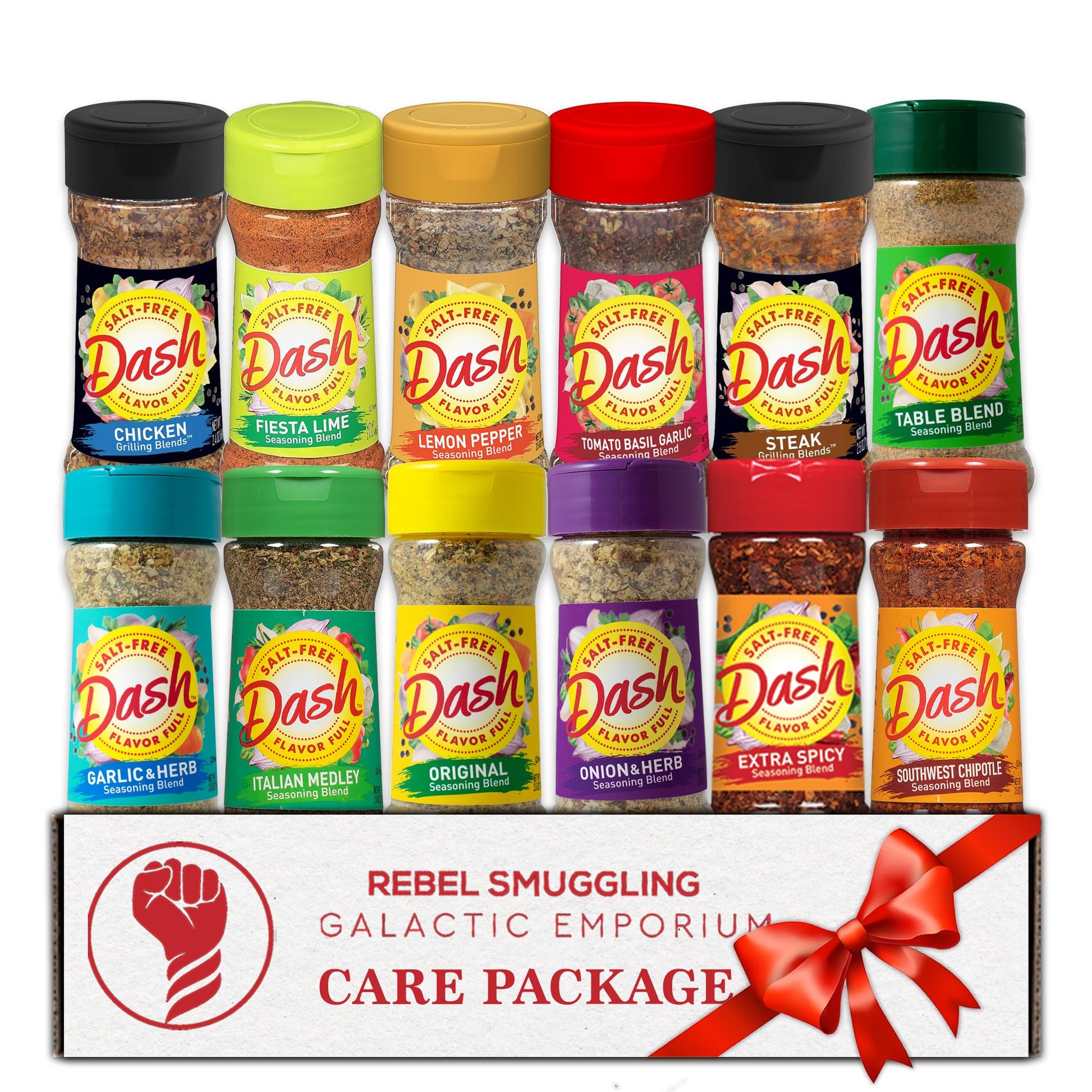 Seasoning Salt Free Variety 12 Pack Care Package Gift Basket By Rebel Smuggling Galactic Emporium. 1 Bottle Each Of 12 Different Flavors.