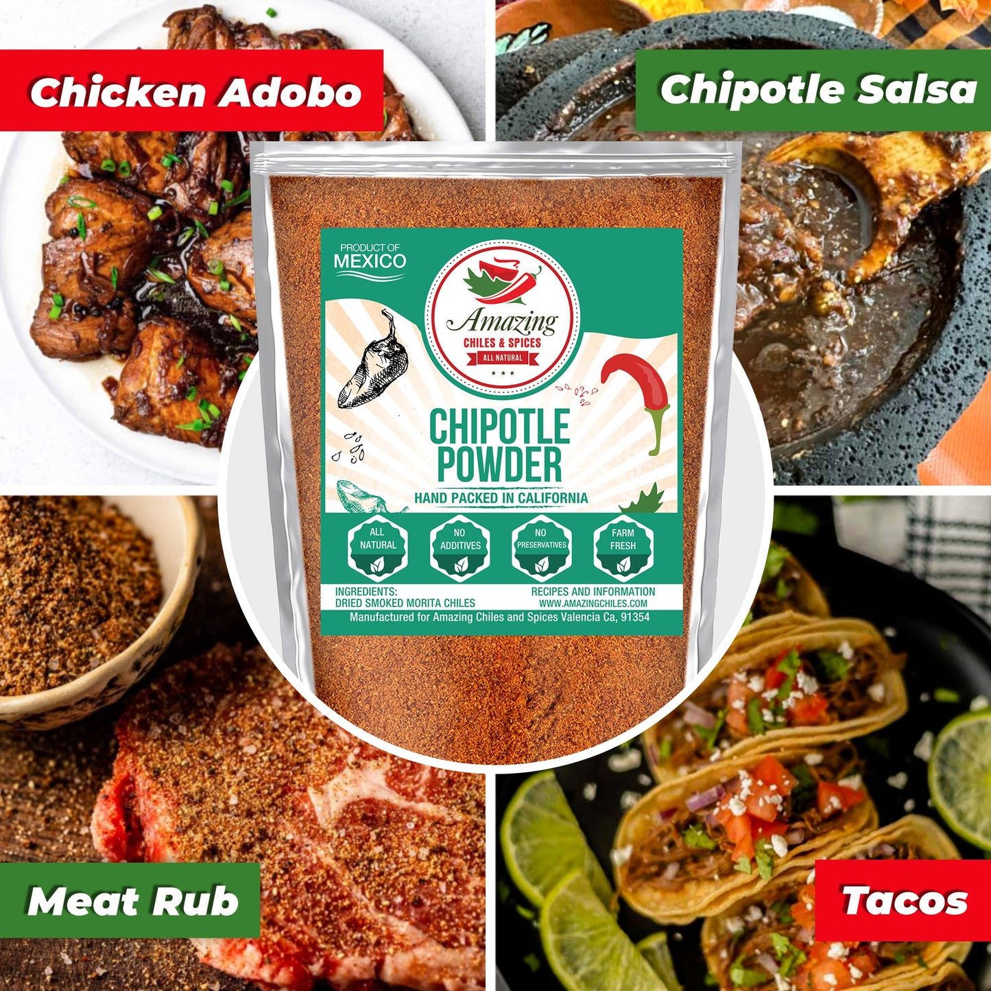 Amazing Chiles & Spices Chipotle Chili Powder Seasoning, Medium to High Heat, 4oz