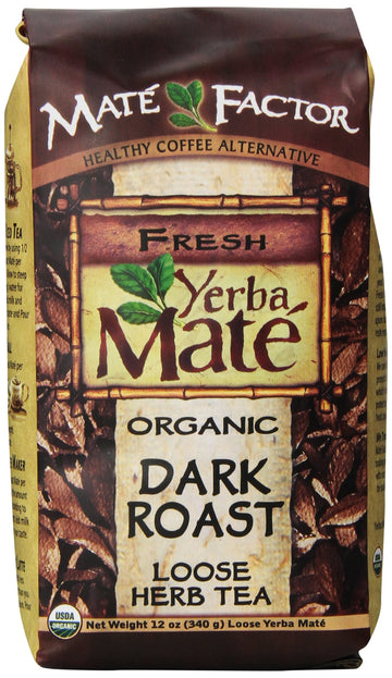 Yerba Mate Energizing Mate & Grain Beverage, Dark Roast, 12 Ounce Set of 4