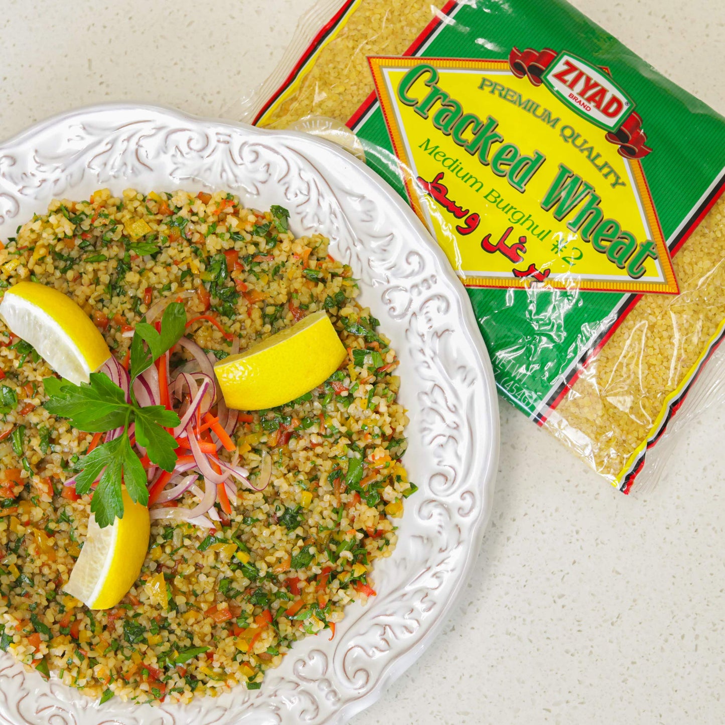 Ziyad Cracked Wheat Number 2 Medium Bulgur, Bread Filler Perfect For Bread Crumbs, Oats, Tabouli, Kibbeh, Curries! 16Oz