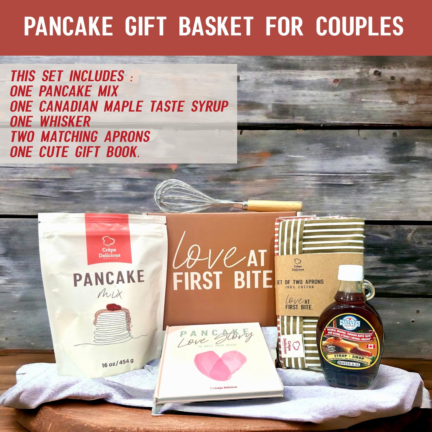 Crepe Delicious Pancake Mix Gift Basket For Couples Women Adults, Cooking Gifts Ideas, Food Date Night Kits, Newlyweds Bridal Sh
