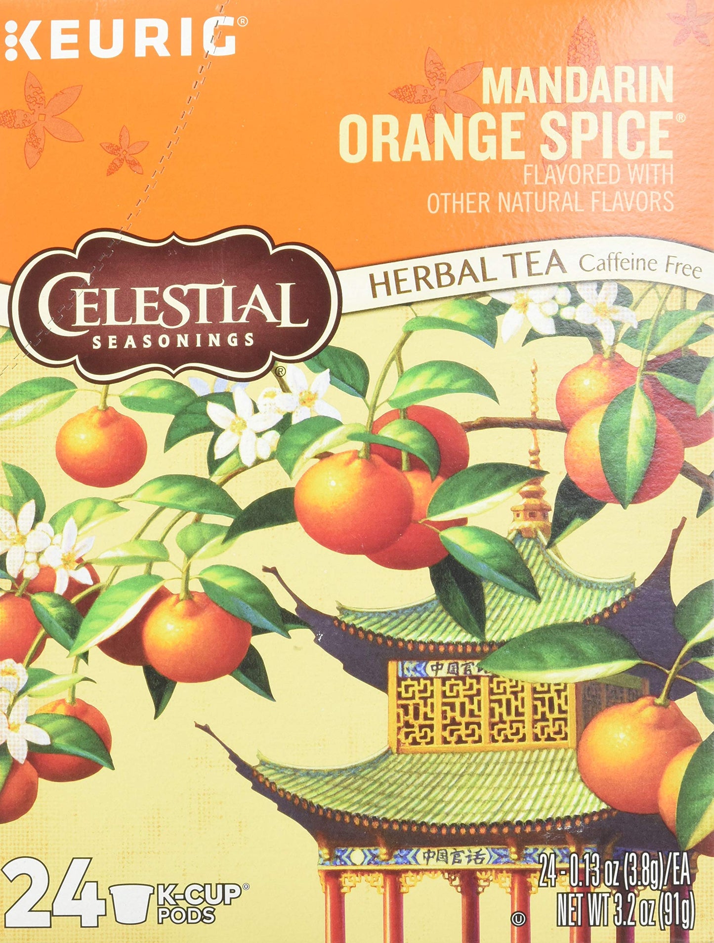 Celestial Seasonings Mandarin Orange Spice Herbal Tea K-Cup, 24 Count, Orange, Model 74-14735