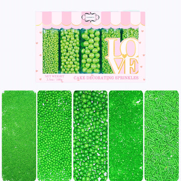 Confect Christmas Sprinkles for Cakes & Cupcakes - Party in Park Pea Green Sprinkles - Edible Celebration Mix with Dragees, Jimm