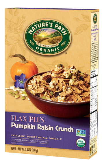 Nature'S Path Organic Cereal, Flax Plus Pumpkin Raisin Crunch, 12.35 Ounce Box (Pack Of 6)
