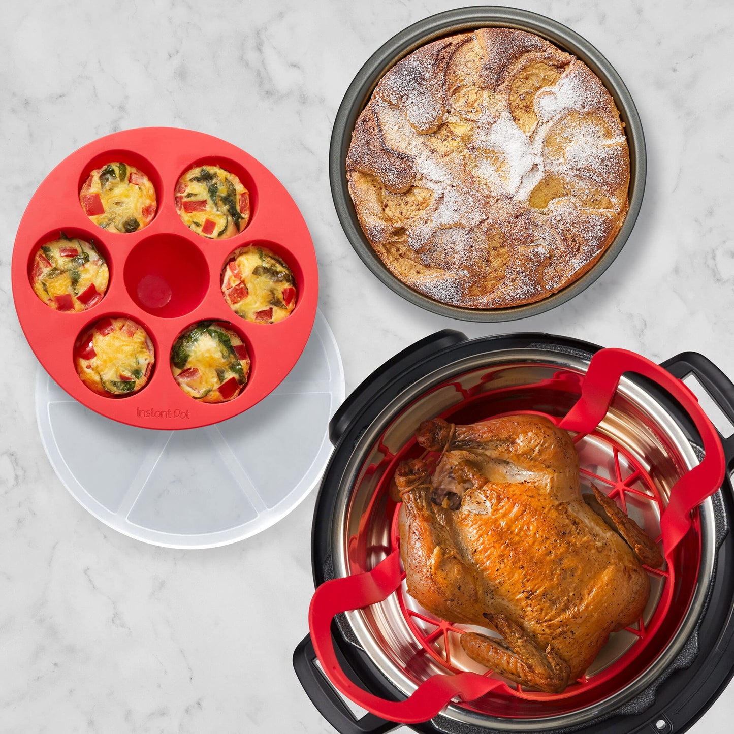 Instant Pot Official Cooking And Baking Set, Fits 6Qt/8Qt Electric Pressure Cooker And Duo Crisp Air Fryer Lid Combo, 4-Piece, Muticolored