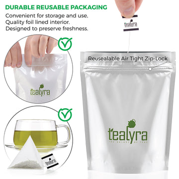 Tealyra - 25 Bags - Gyokuro Kokyu Premium - Japanese Green Loose Leaf Tea - Pyramids Style Sachets - Good Priced For High Grade