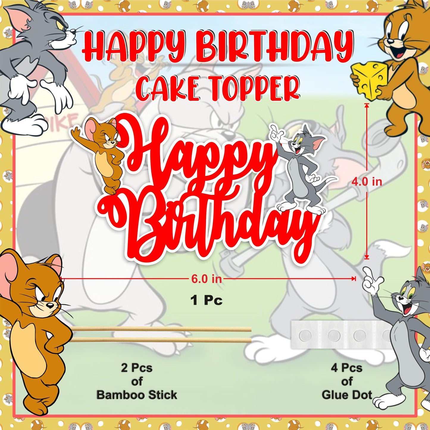 Seyal Tom & Jery Happy Birthday Cake Topper