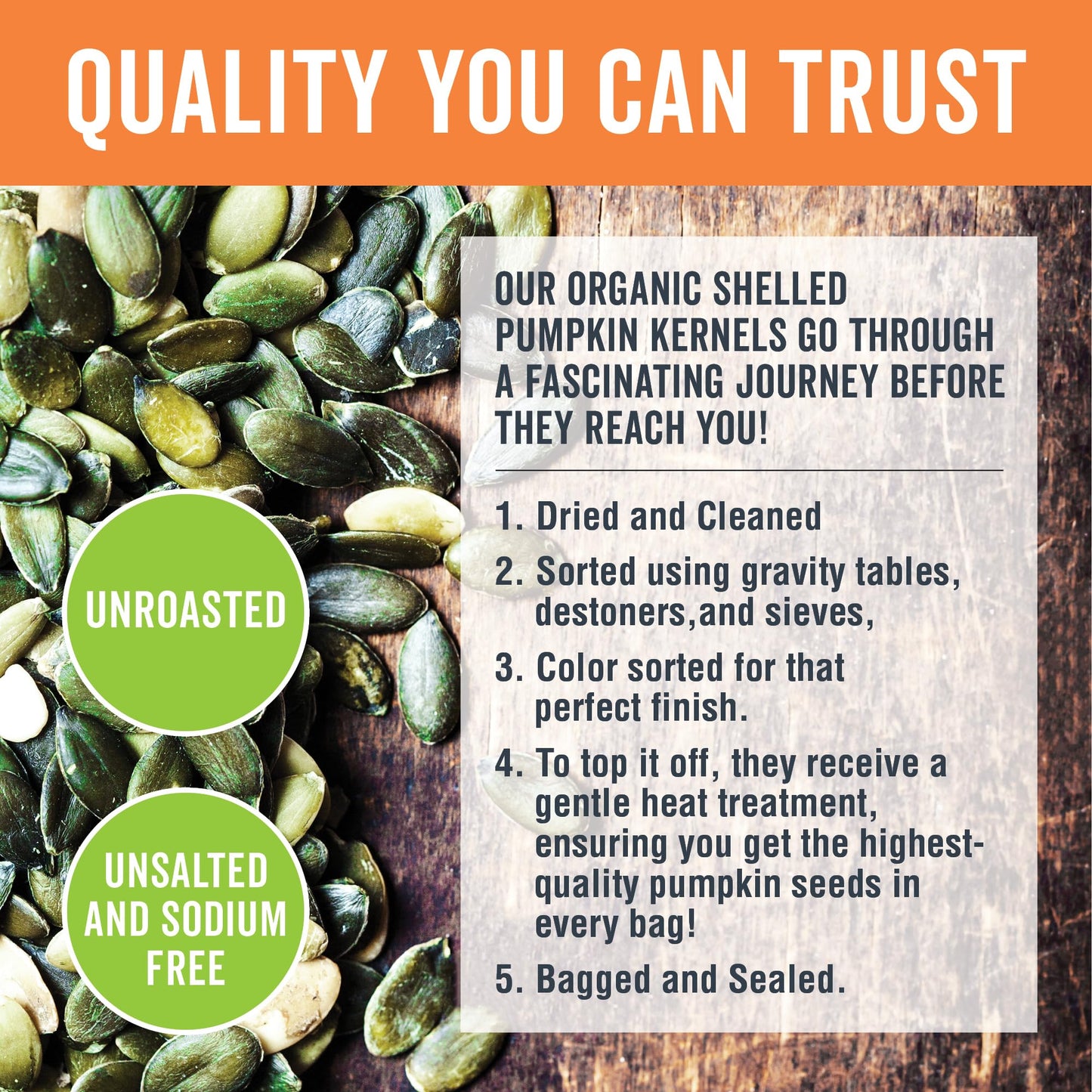 Viva Naturals Organic Pumpkin Seeds - Shelled, Unroasted & Unsalted Pumpkin Seeds Organic, Perfect For Salads, Trail Mix & Baked