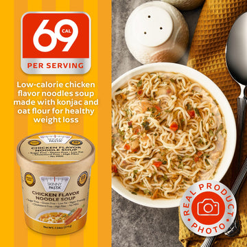 Skinny Pasta Healthy Shirataki Noodle Soup Chicken Flavor | Ultra-Low Calorie Konjac Noodles Ramen for Weight Loss | High Fiber,