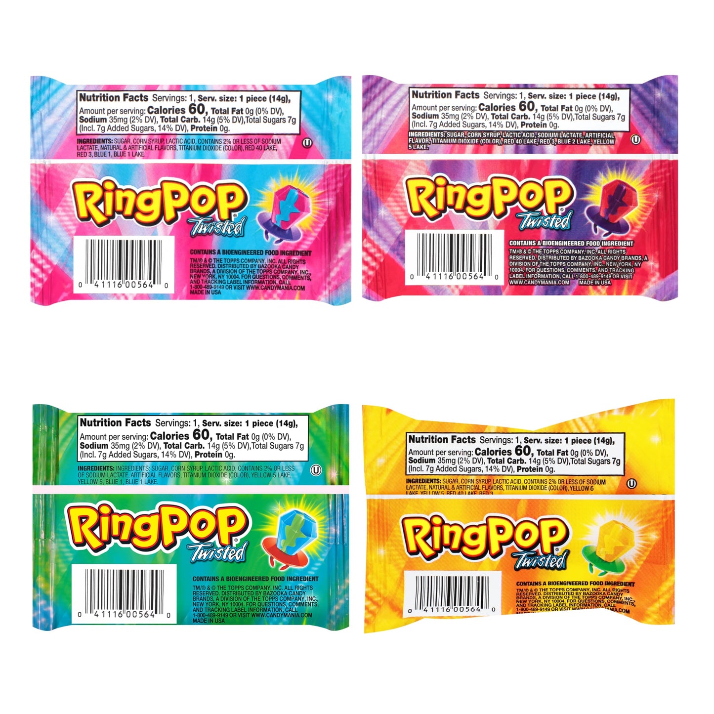 Ring Pop Bulk Lollipop Variety Pack - 10 Count Assorted Twisted Flavors - Fun Candy for Birthdays and Celebrations - Multi Color