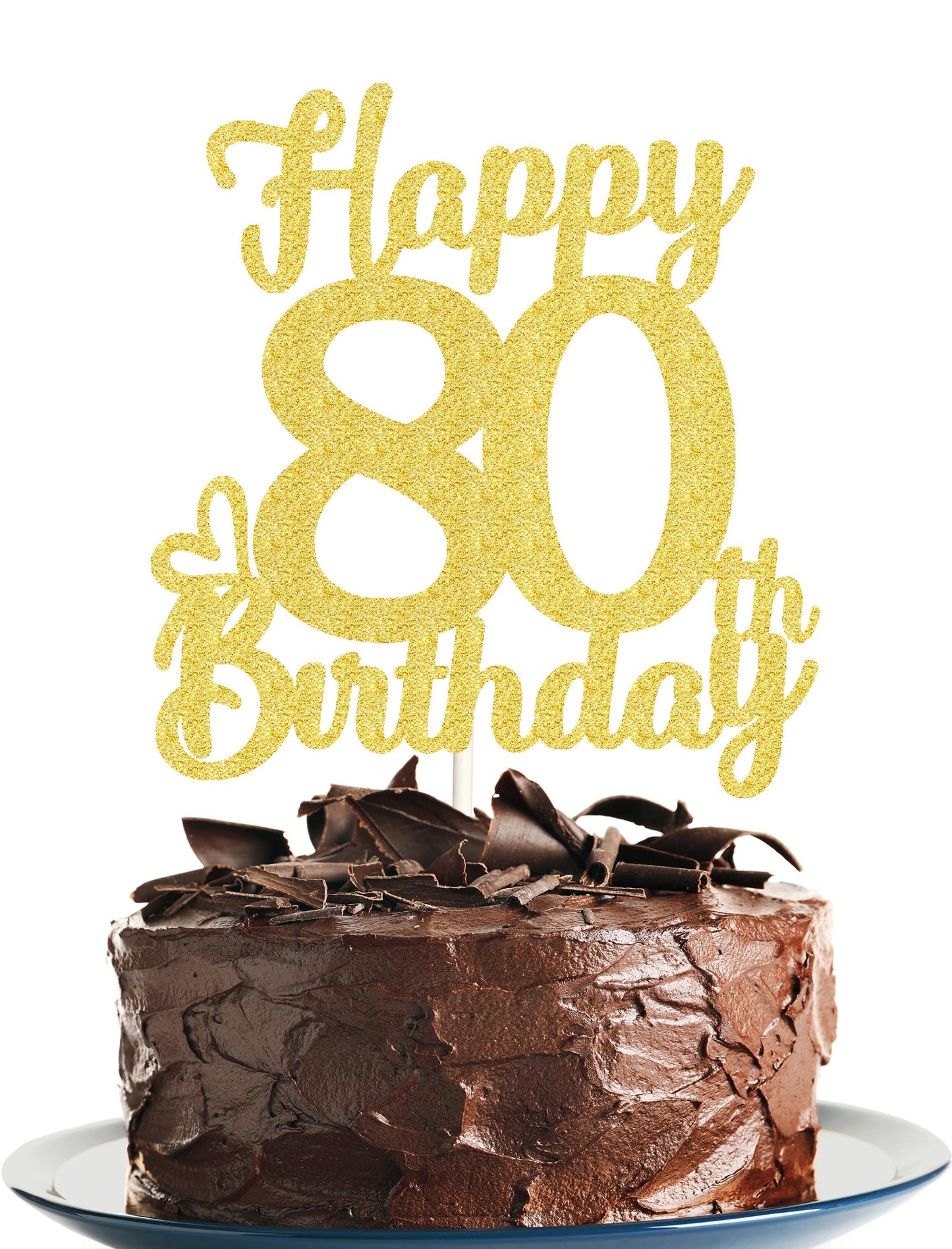 80 Birthday Cake Toppers-Gold Glitter, Eighty Cake Topper, 80 Cake Topper, 80Th Birthday Decorations,80Th Birthday Cake Topper,