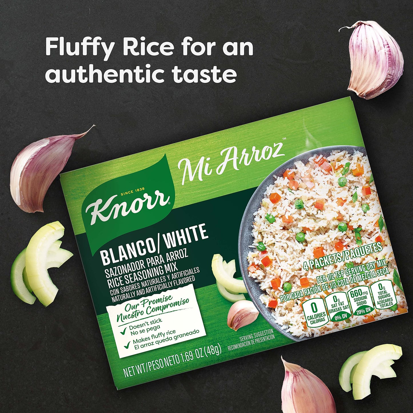 Knorr Rice Seasoning Mix, Authentic Flavor, 1.69 oz, Pack of 12, White