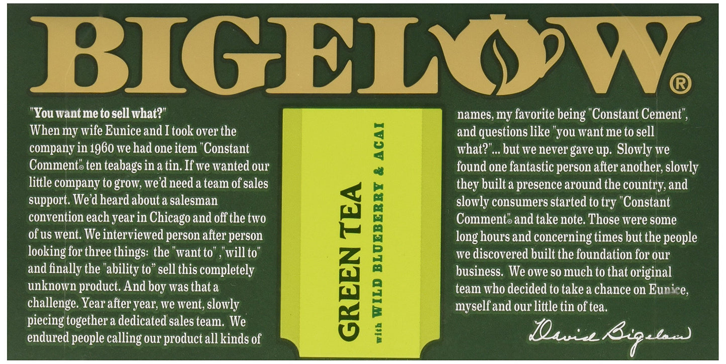 Bigelow Tea Green Tea With Blueberry - Case Of 6 - 20 Bag