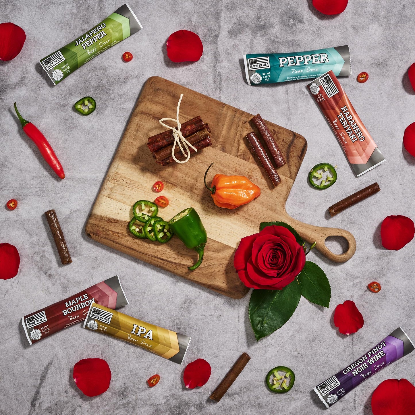 Man Crates Jerky Heart - 10 Beef Jerky Snacks Assortment - Includes spirit-inspired flavor Maple and Honey spirit-inspired flavor Flavors - Heart-Shaped Box