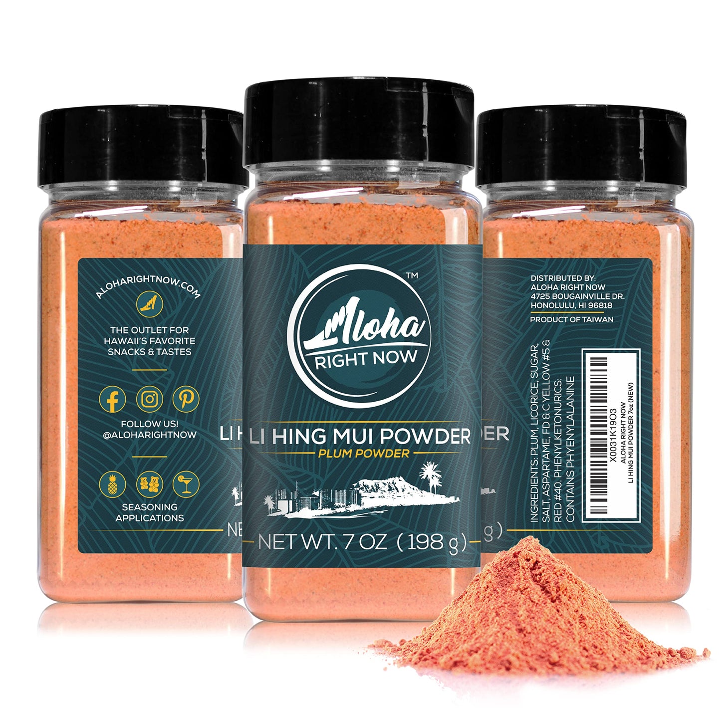 Aloha Right Now Li Hing Mui Powder Shaker, Sweet & Sour Dried Plum, 7 oz