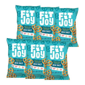FitJoy Sea Salt Pretzels (Pack of 6, 5 Oz) - Dairy, Nut & Gluten Free Snacks - Grain Free Cassava Root & Chickpea Flour Vegan Pr