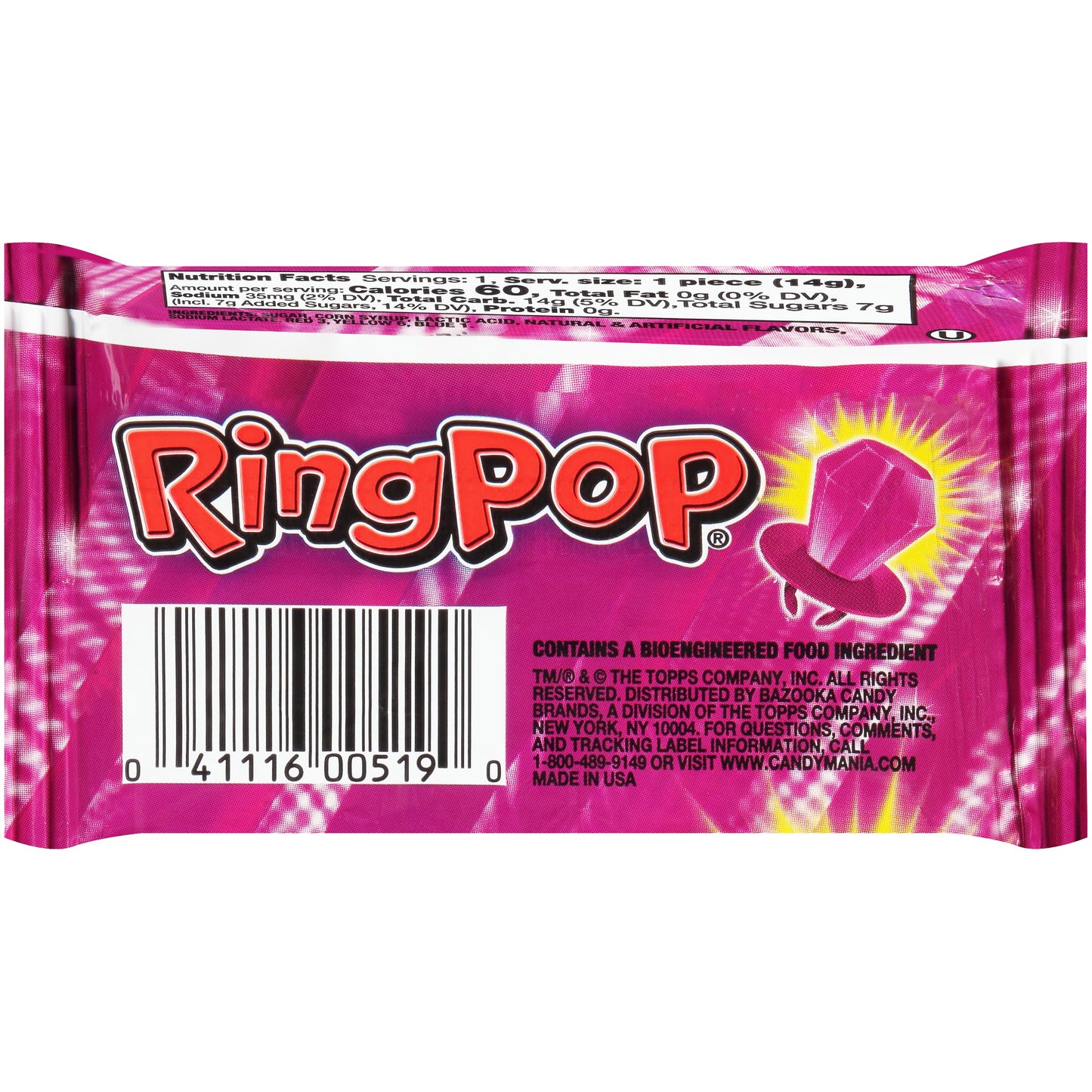 Ring Pop Colorfest Purple Very Berry Punch Bulk Halloween Candy - 30 Ct Individually Wrapped Lollipops - Fun Candy For Party Fav