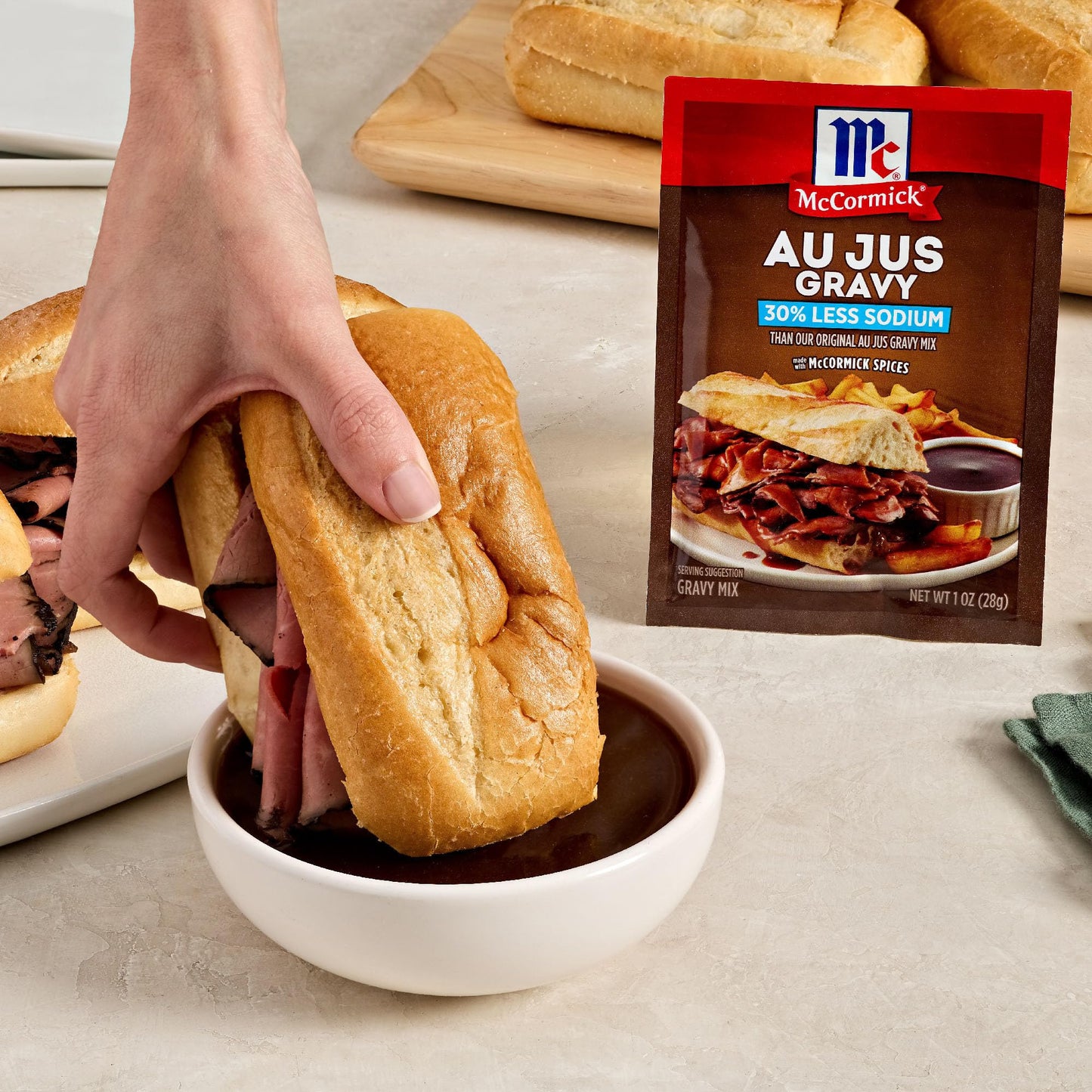 McCormick 30% Less Sodium Au Jus Gravy Mix  1 oz (Pack of 12)