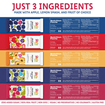Mate Fruit Bars Variety Pack (40 Pack) - 100% Natural Real Fruit Snacks for Adults and Kids, Healthy Snacks Gluten-Free & Vegan