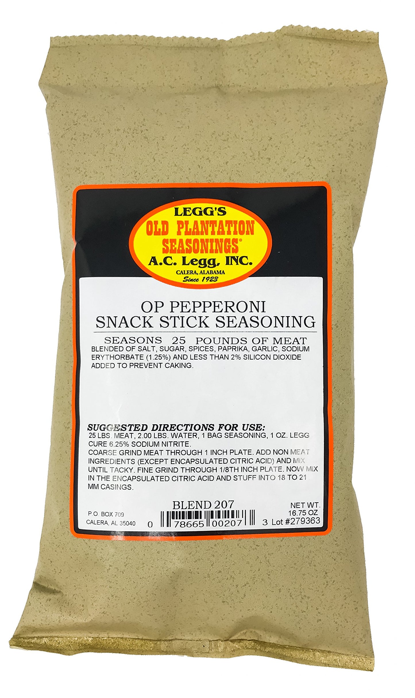 A.C. Legg - Pepperoni Snack Stick Seasoning, 16.75 Ounce - With Cure